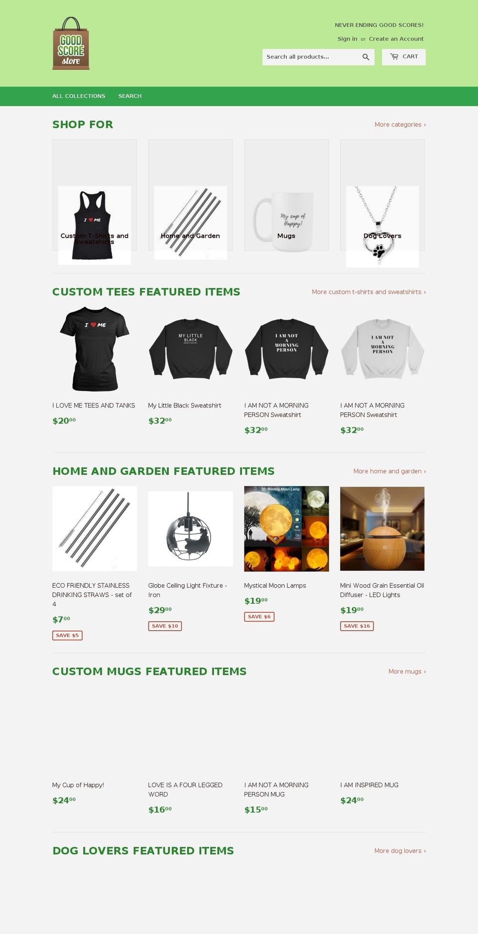 goodscorestore.com — Shopify storefront screenshot