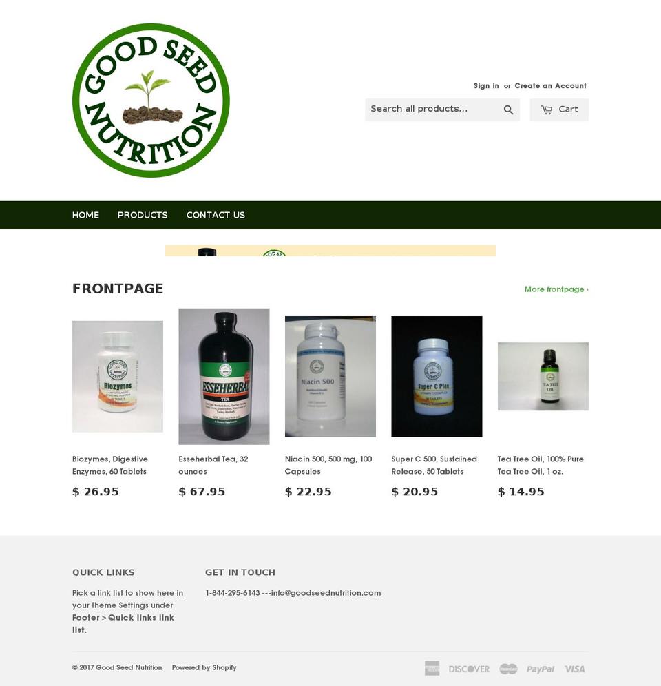 goodseednutrition.com shopify website screenshot