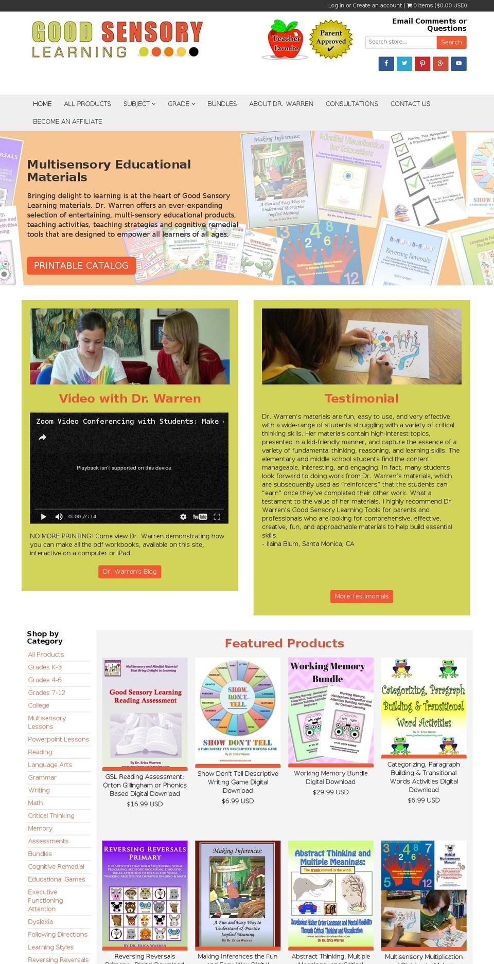 goodsensorylearning.com shopify website screenshot