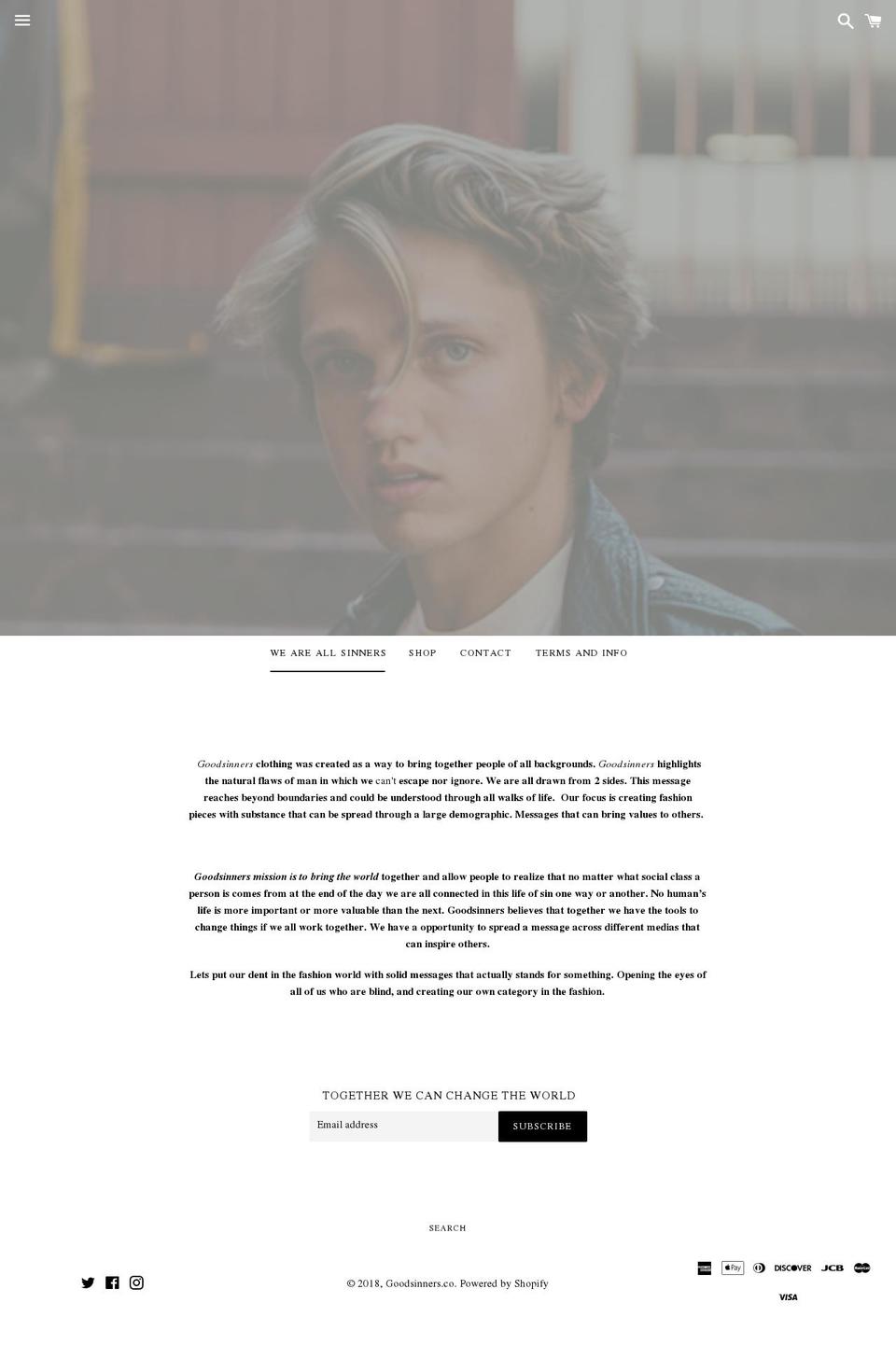 goodsinnersco.com shopify website screenshot