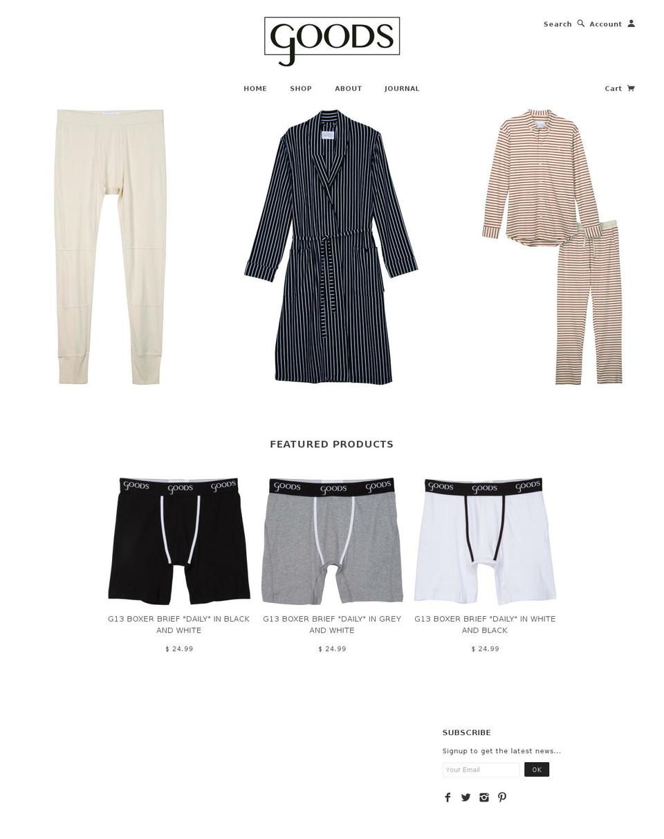 goodsmfgco.com shopify website screenshot