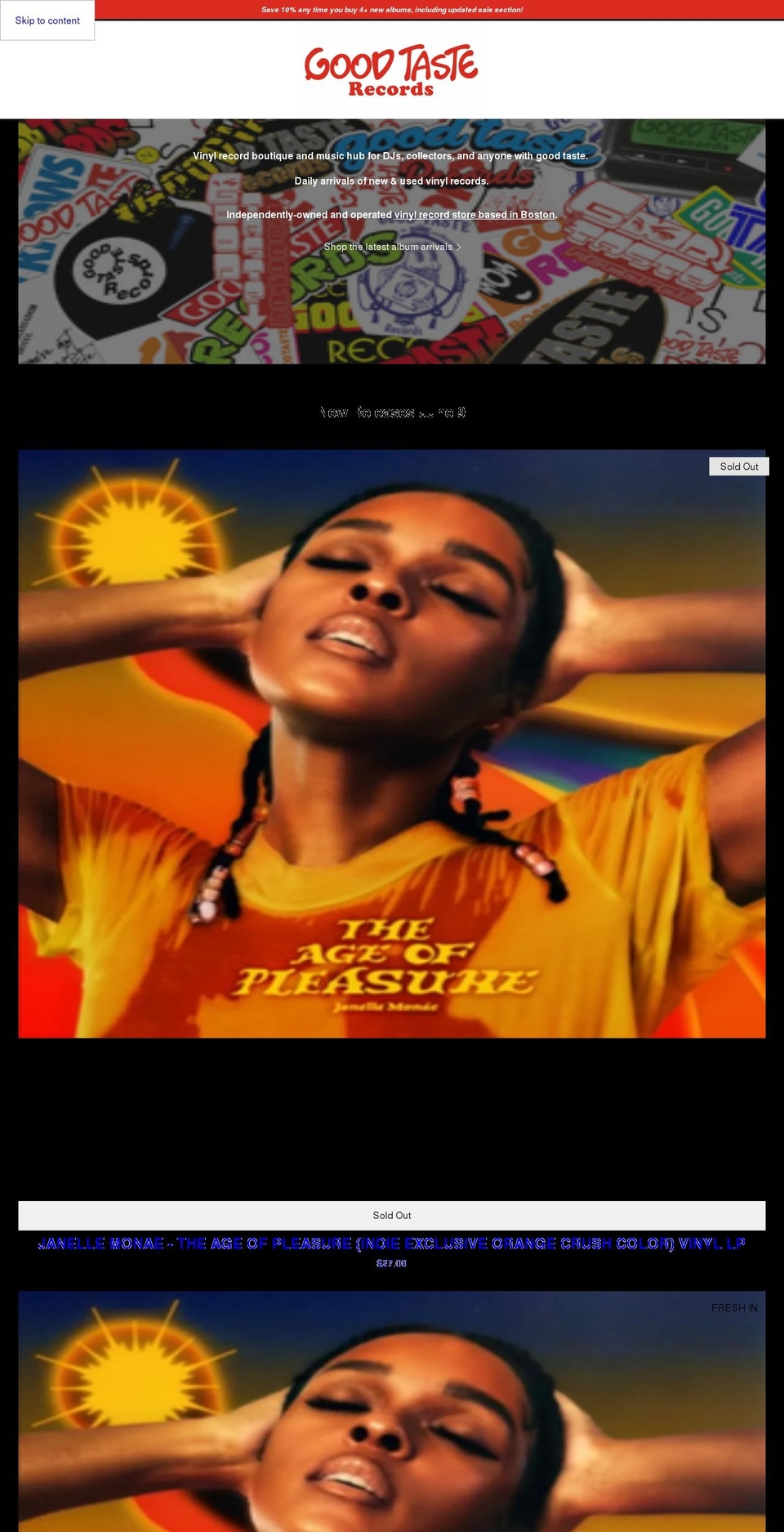 goodtasterecords.com shopify website screenshot