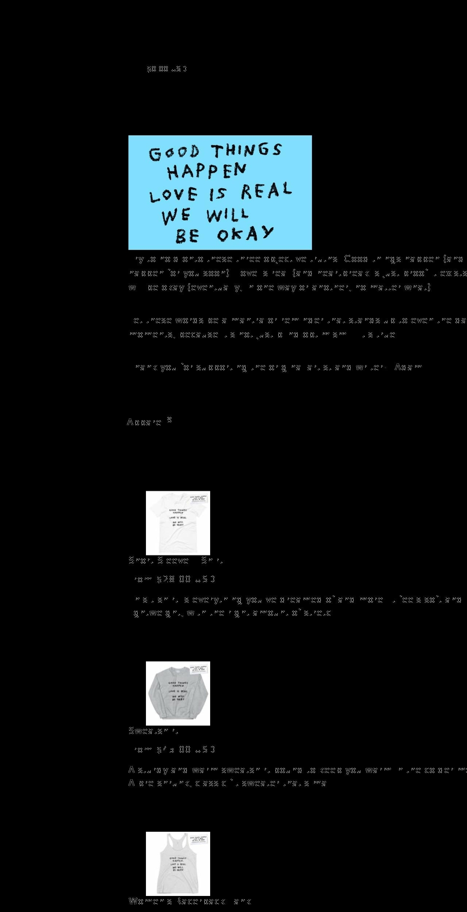 goodthingshappenloveisrealwewillbeokay.com shopify website screenshot