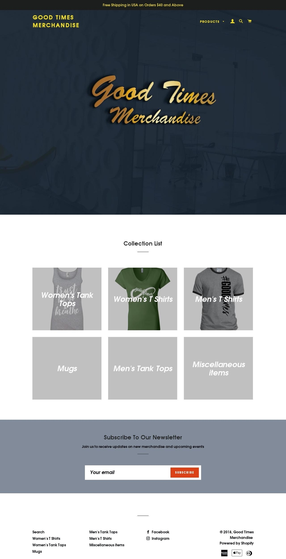 goodtimesmerchandise.com — Shopify storefront screenshot
