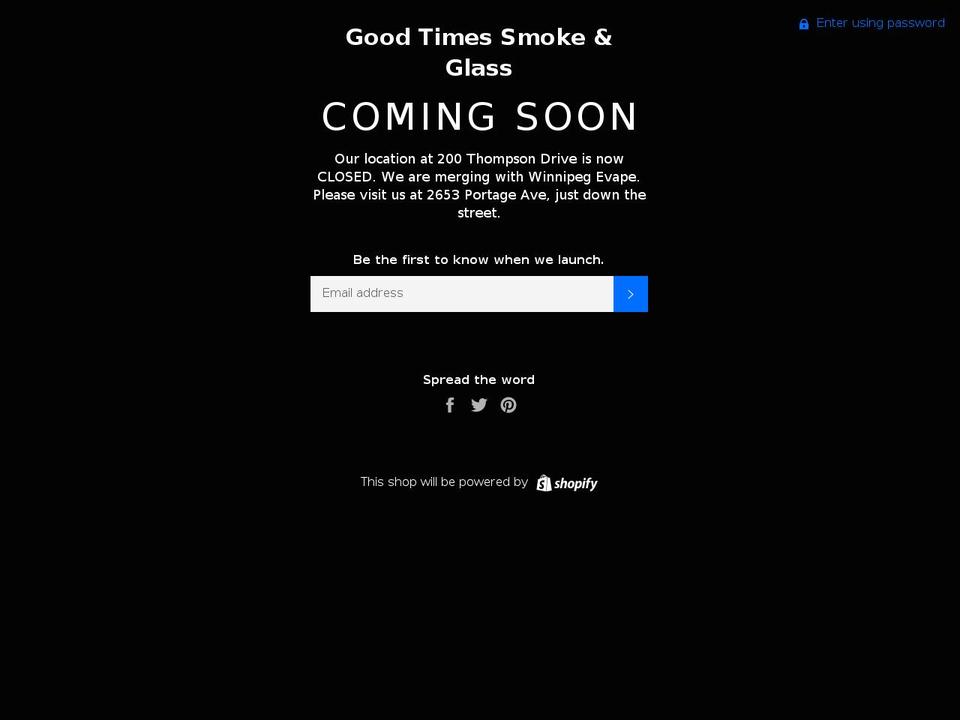goodtimessmokeandglass.com shopify website screenshot