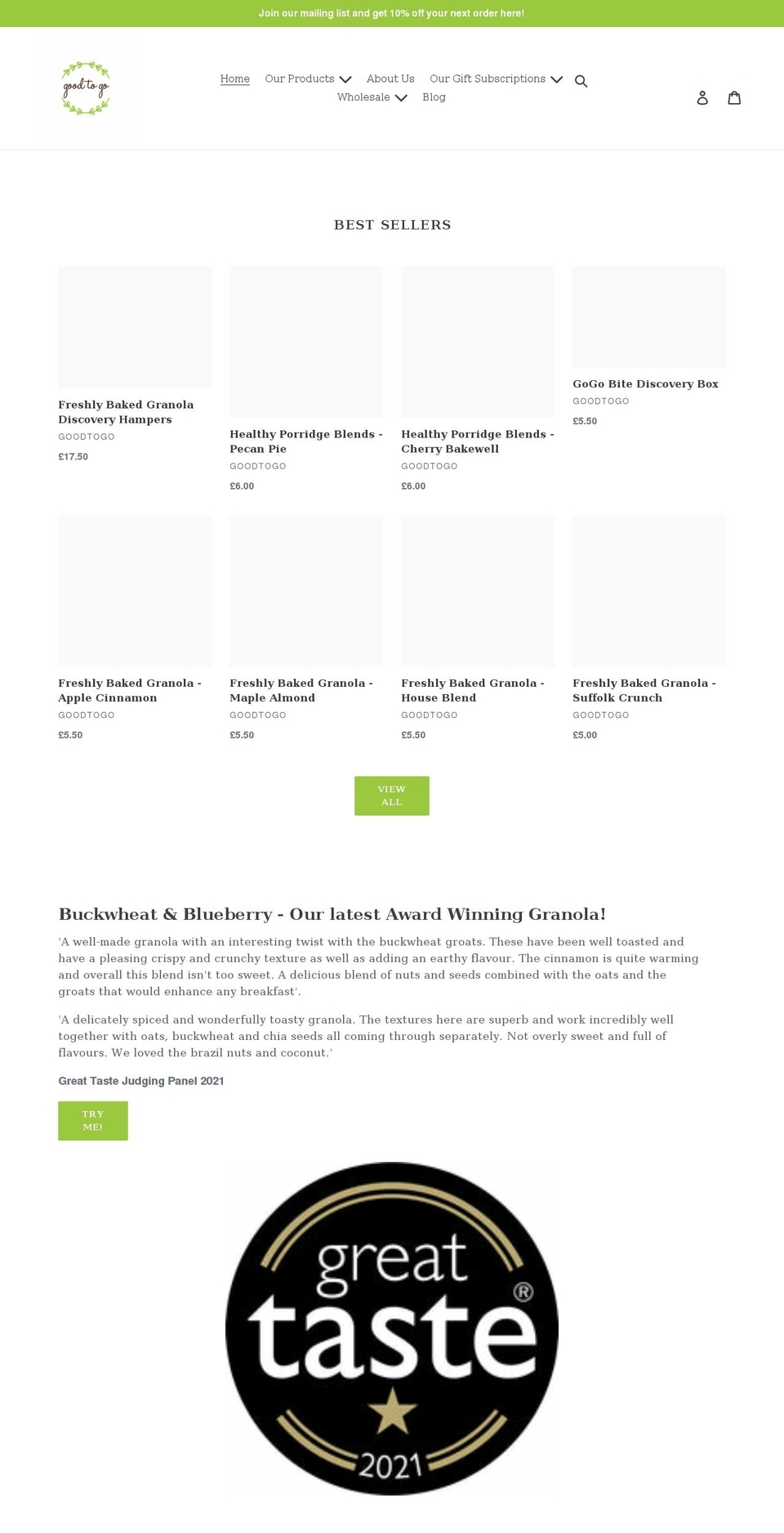 goodtogoltd.co.uk shopify website screenshot