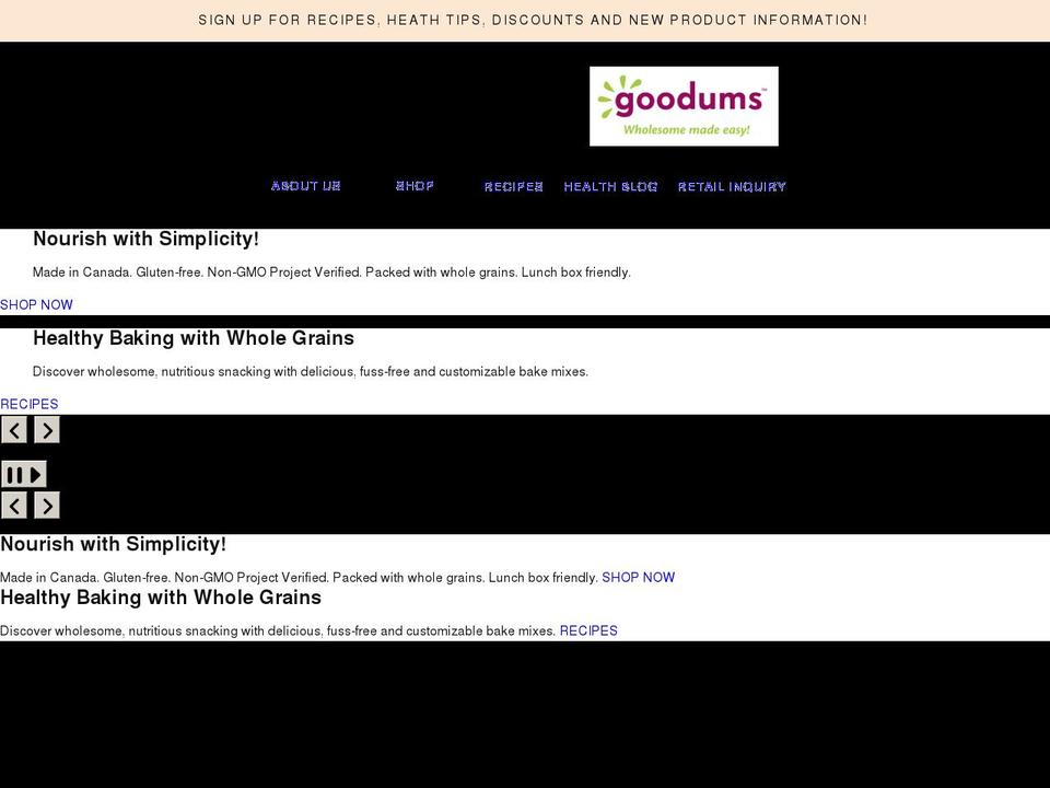 goodumsfood.com shopify website screenshot