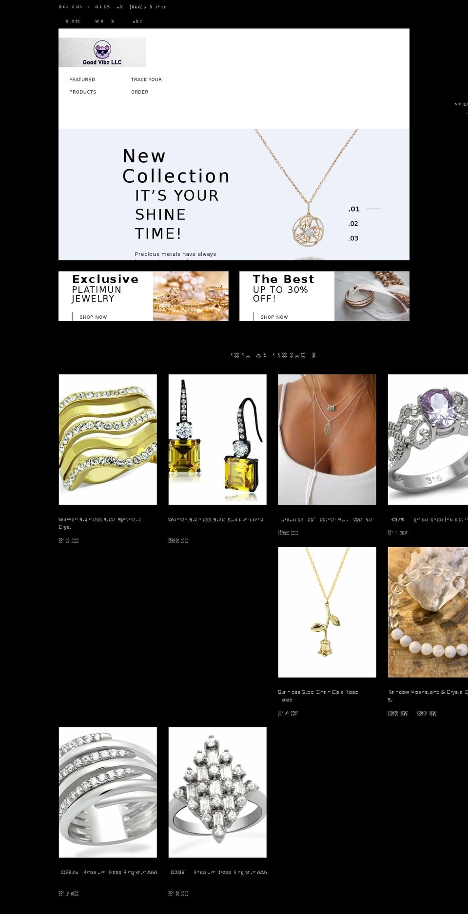 Diamond vip jewelry store Shopify theme site example goodvibz.org