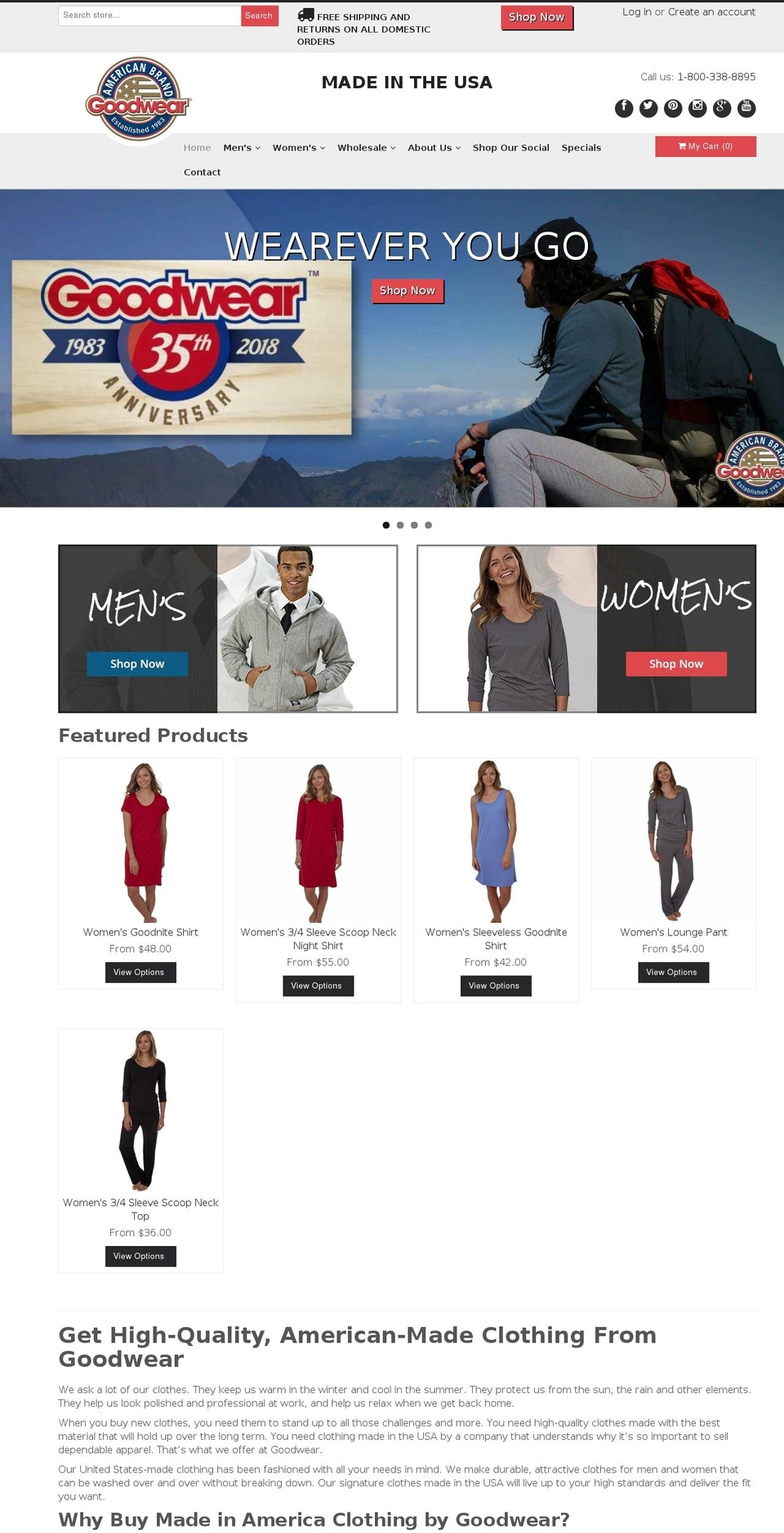 Current Theme with Giftship Shopify theme site example goodwearusa.com