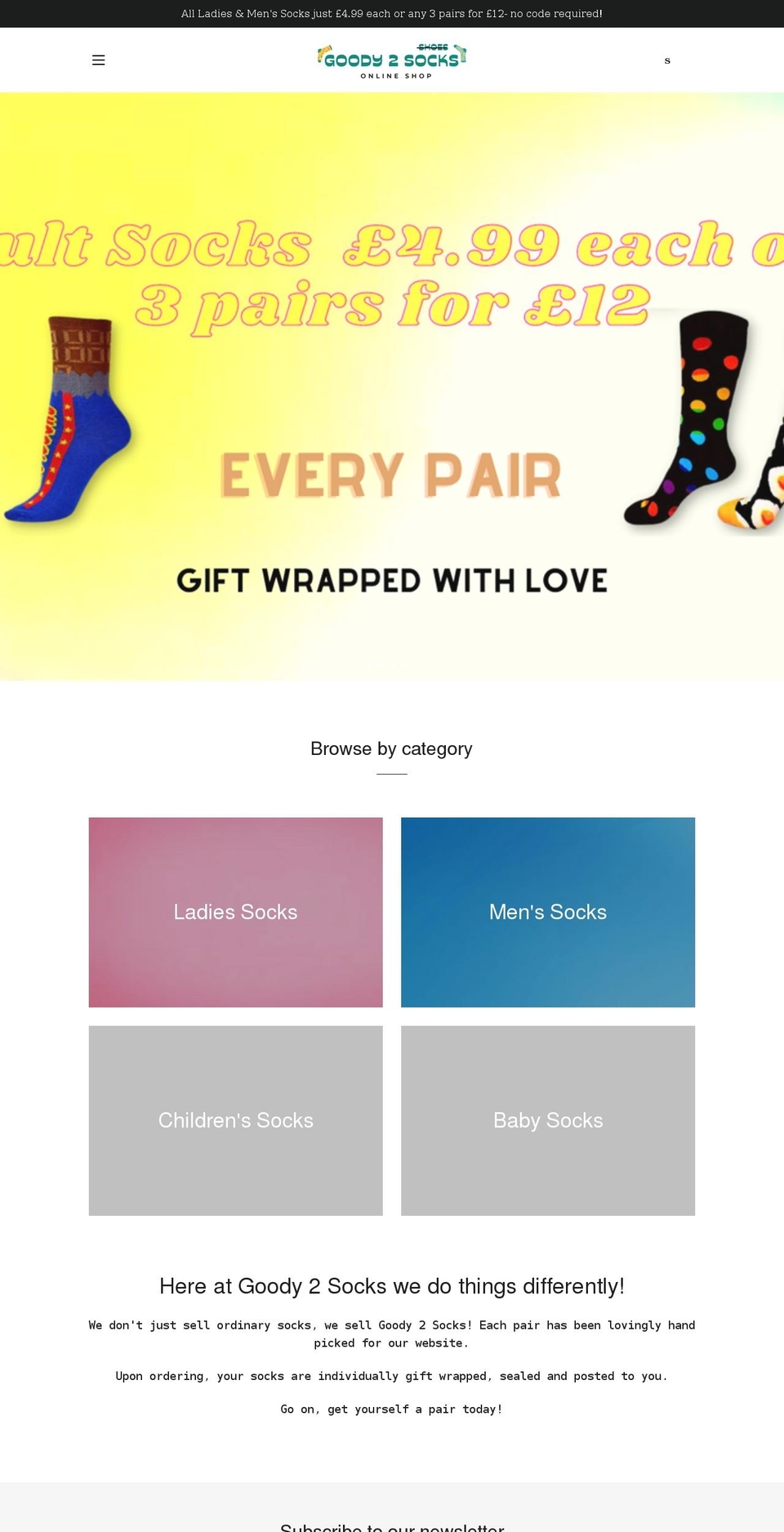 goody2socks.com shopify website screenshot