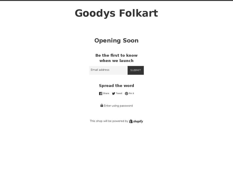 goodysfolkart.com shopify website screenshot