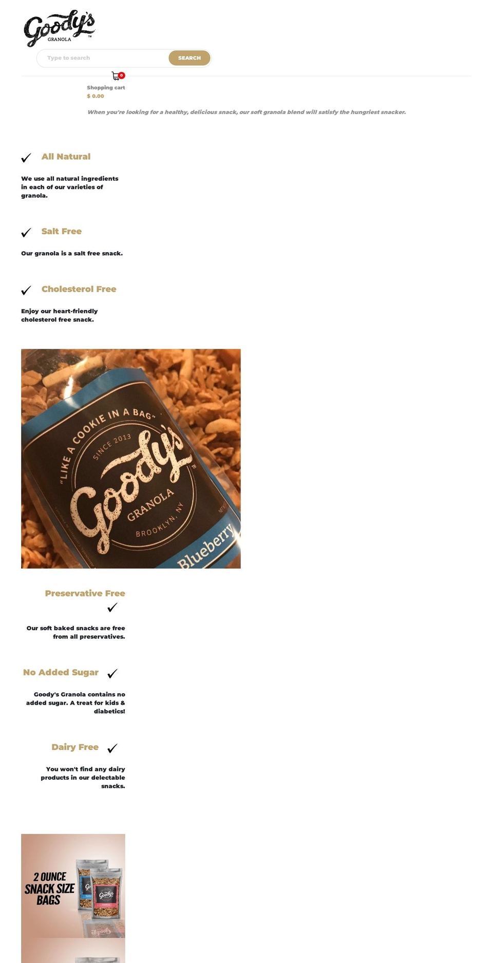 goodysgranola.com shopify website screenshot