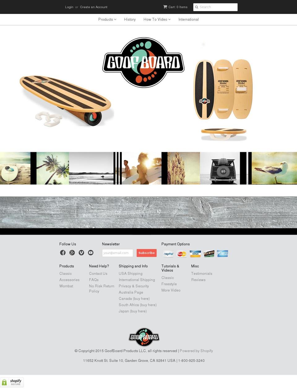 goofboards.com shopify website screenshot