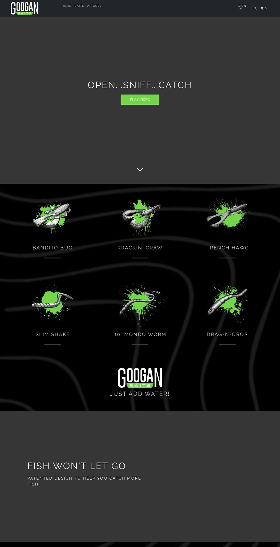 googanbaits.com — Shopify storefront screenshot