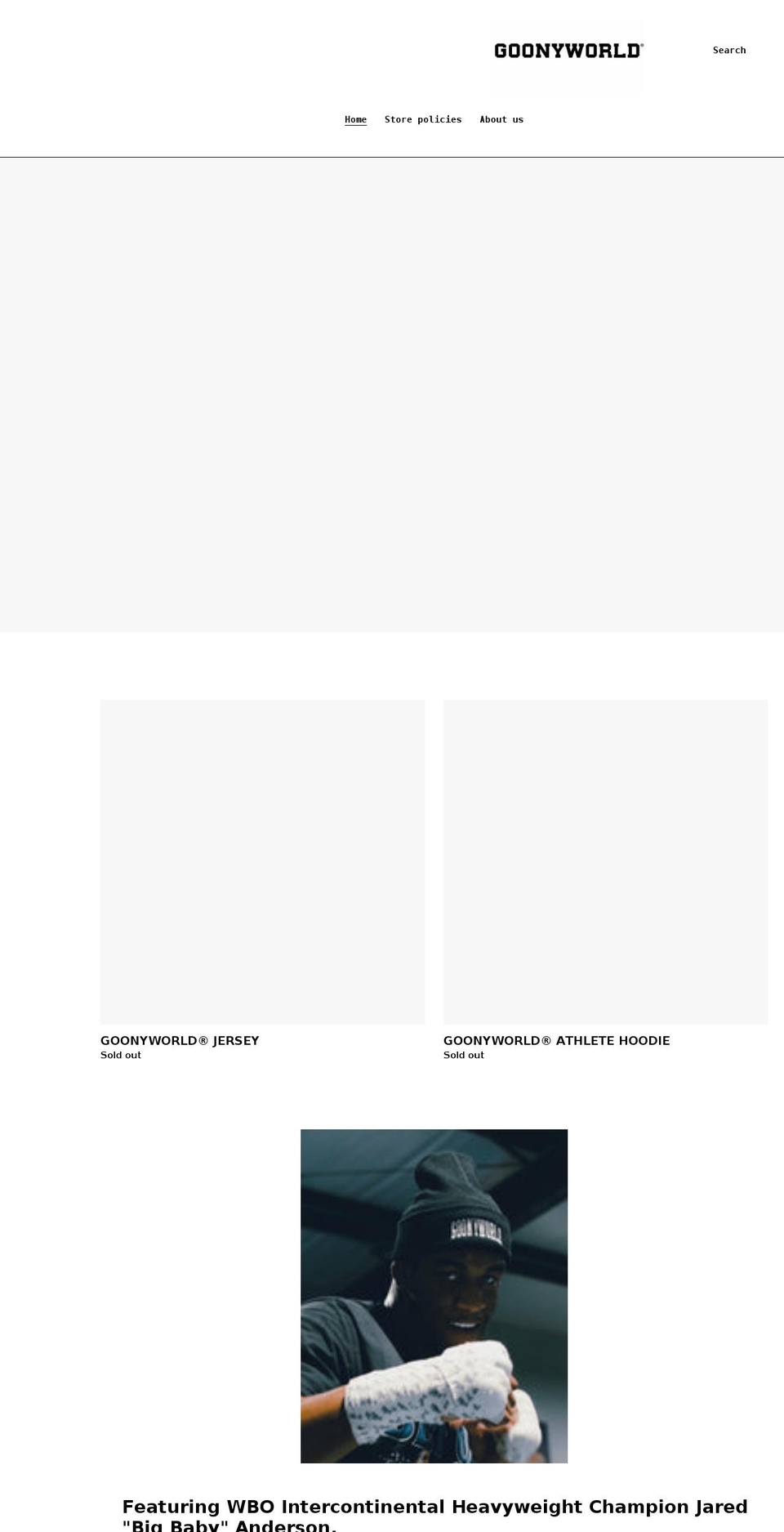 goonyworld.com shopify website screenshot