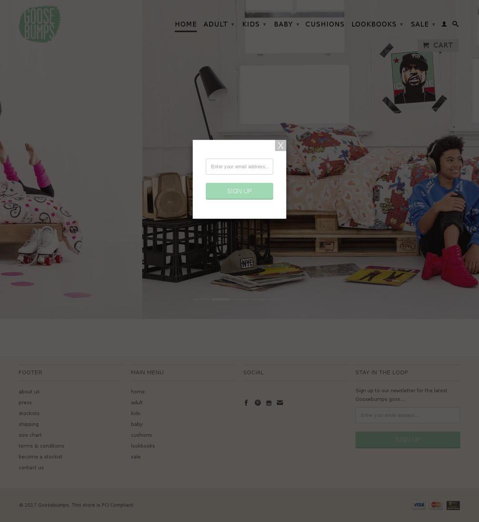 goosebumps.net.au shopify website screenshot