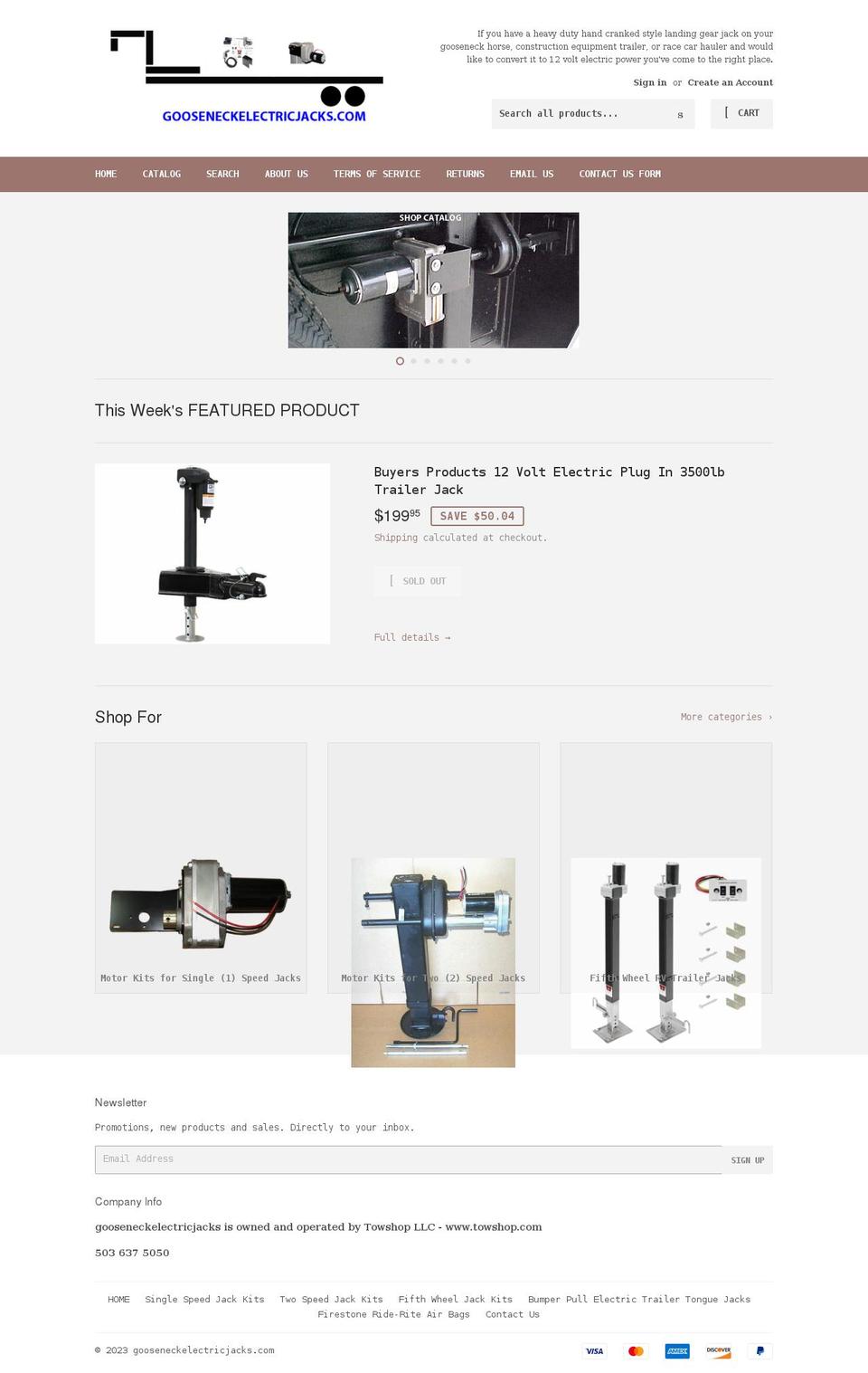 gooseneckelectricjacks.com shopify website screenshot