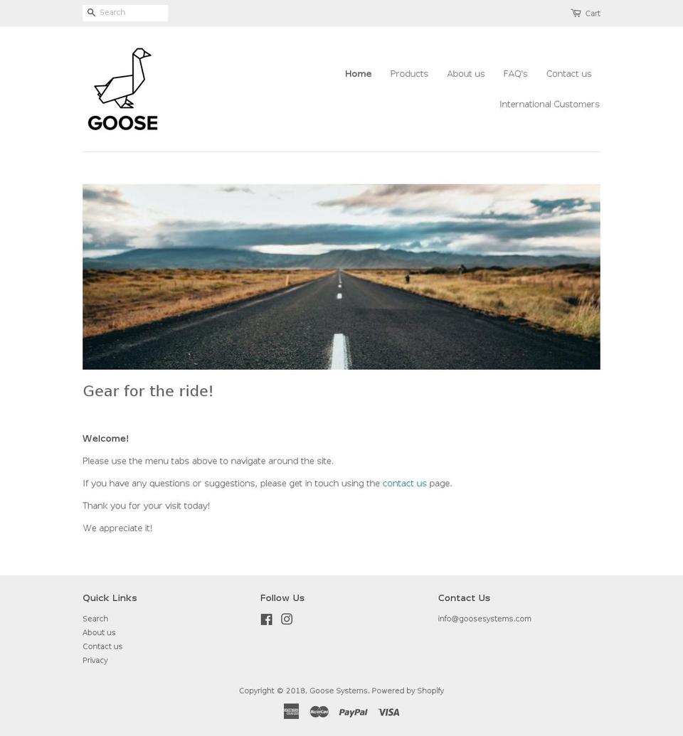 goosesystems.com shopify website screenshot