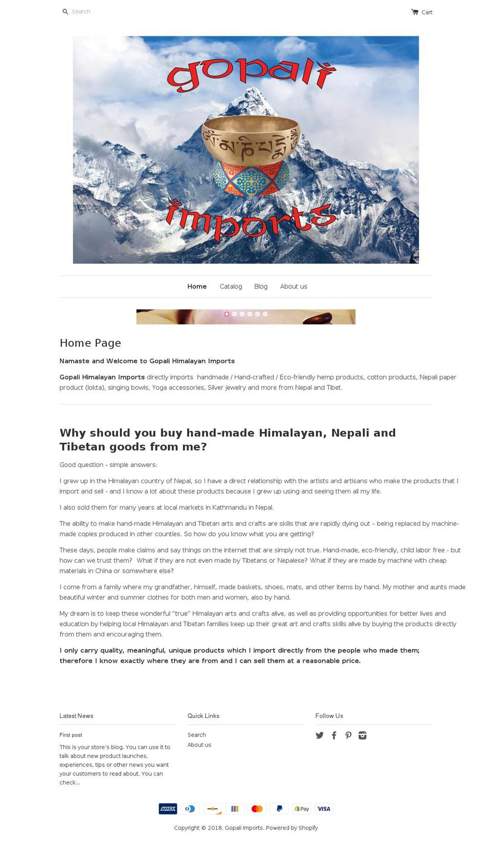 gopali-imports.net shopify website screenshot