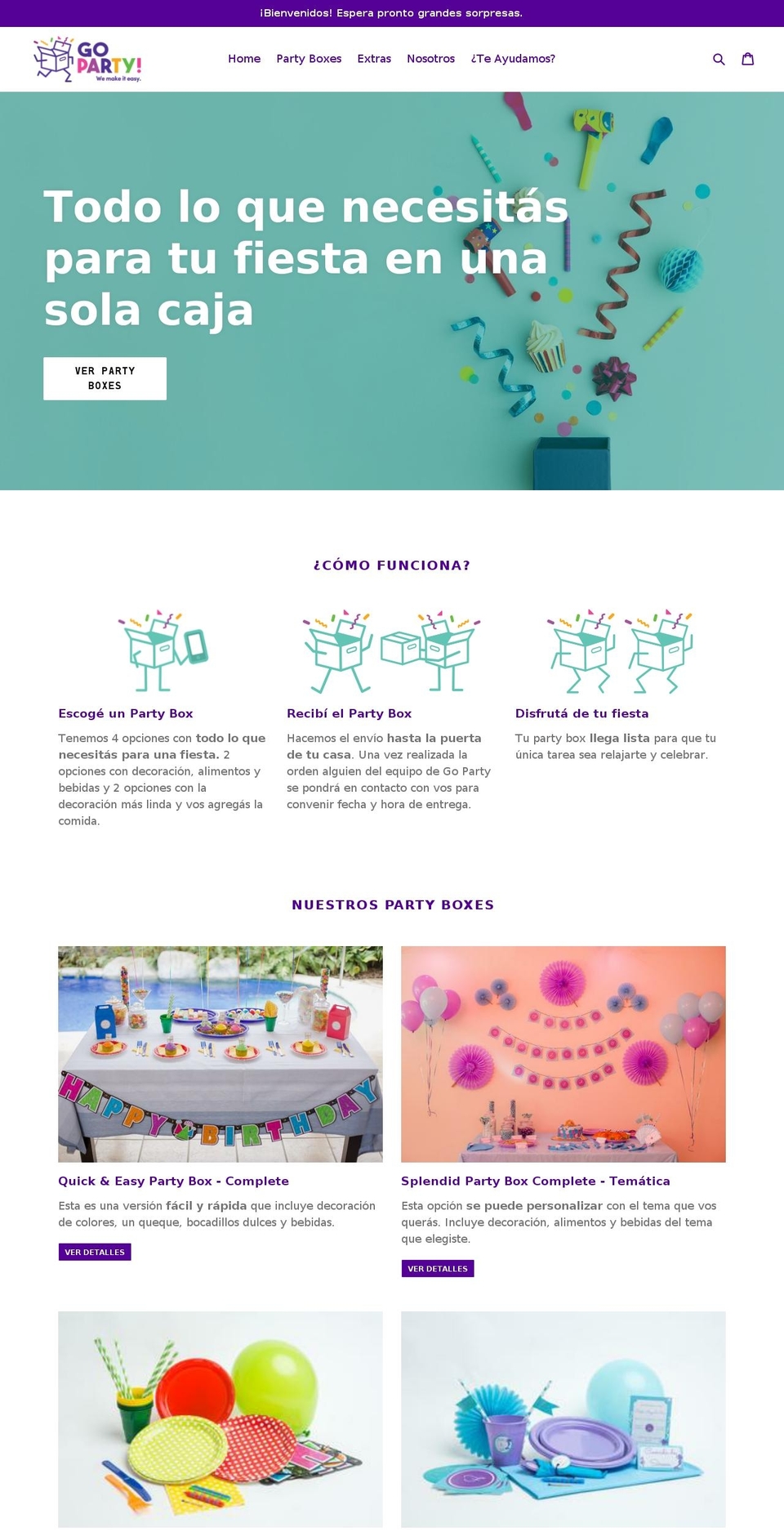 gopartycr.com shopify website screenshot