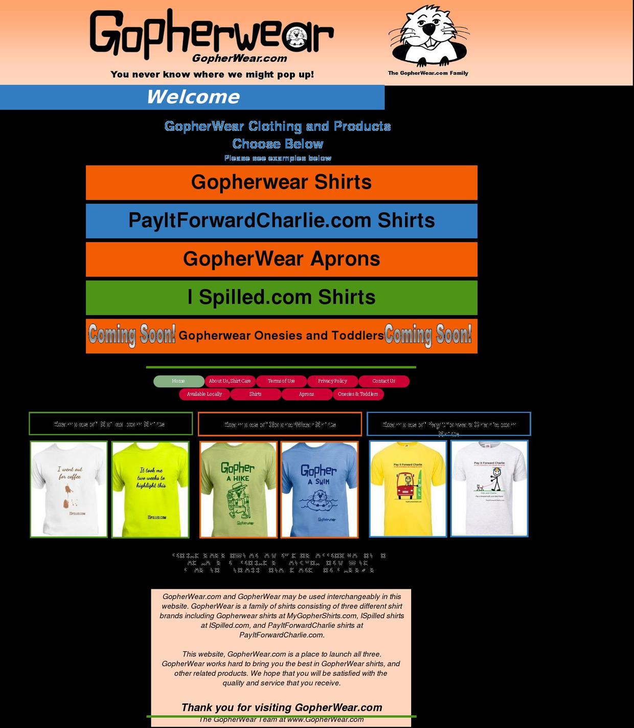 gophergear.net shopify website screenshot