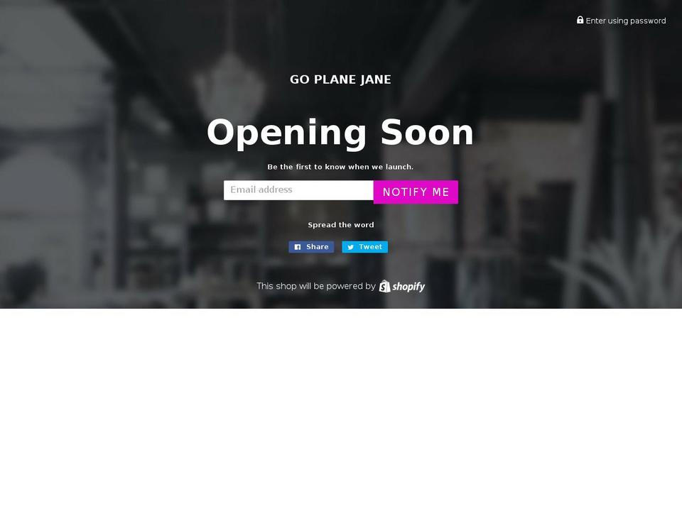 goplanejane.com — Shopify storefront screenshot
