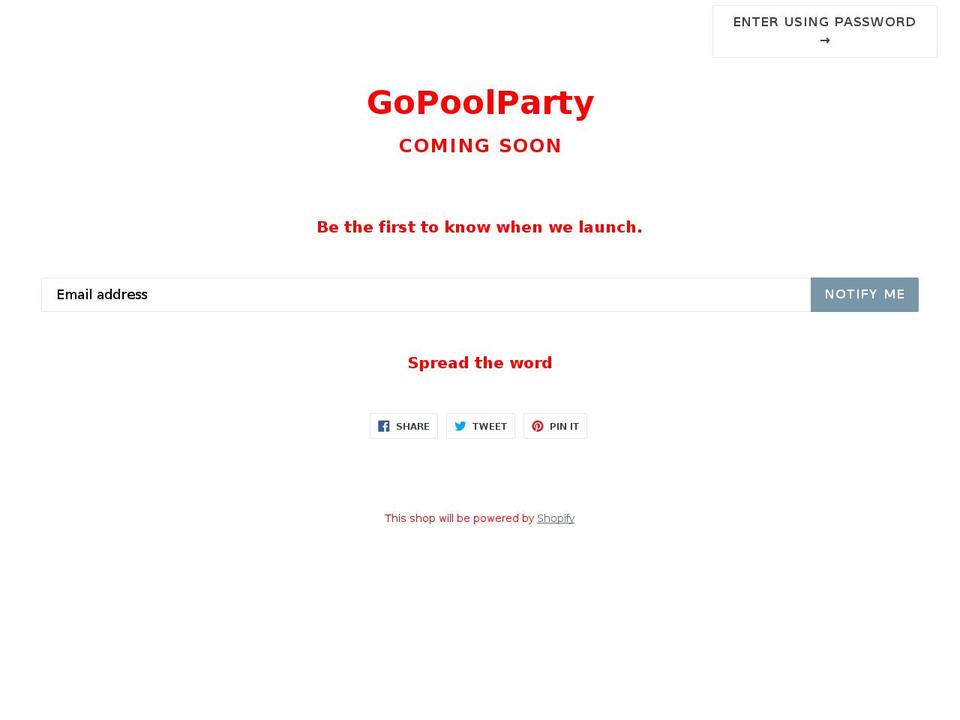 gopoolparty.com — Shopify storefront screenshot