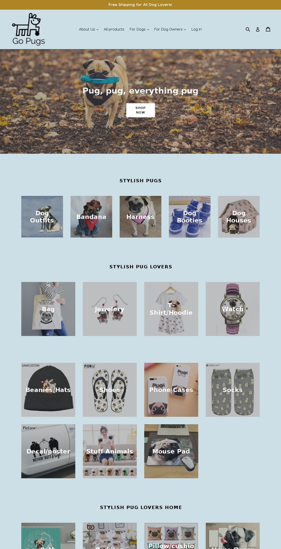 gopugs.com — Shopify storefront screenshot