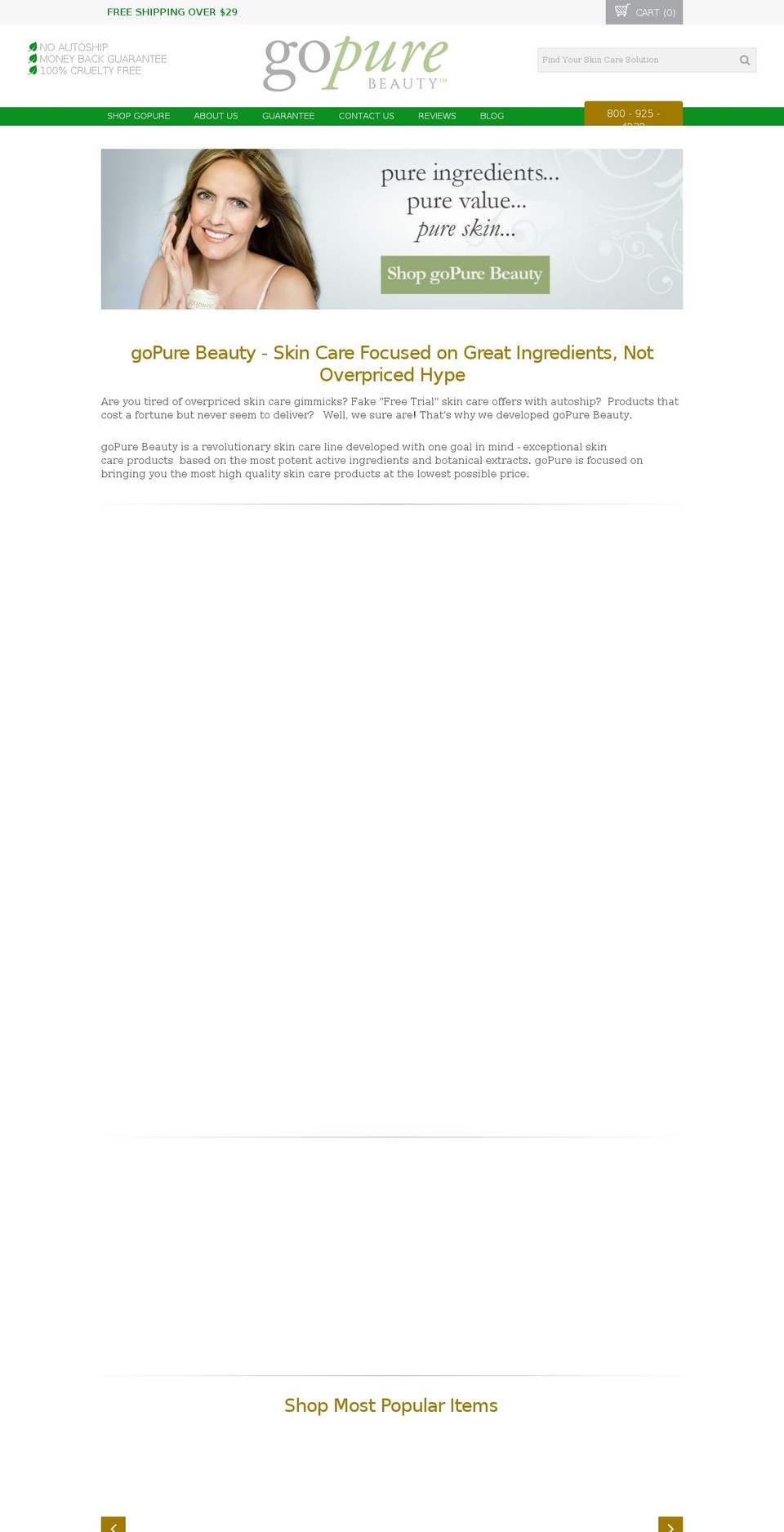 gopurebeauty.com shopify website screenshot
