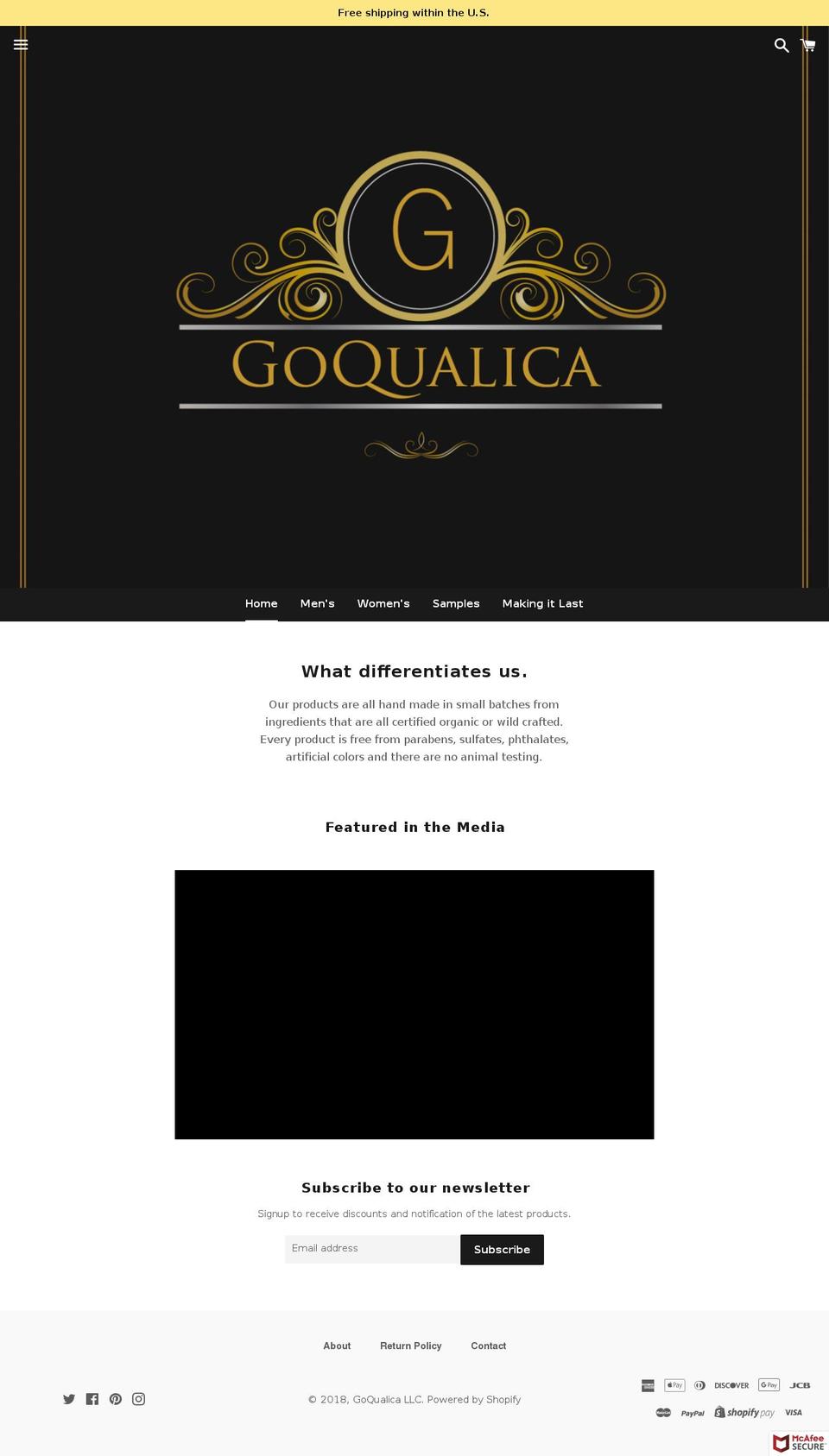 goqualica.com shopify website screenshot