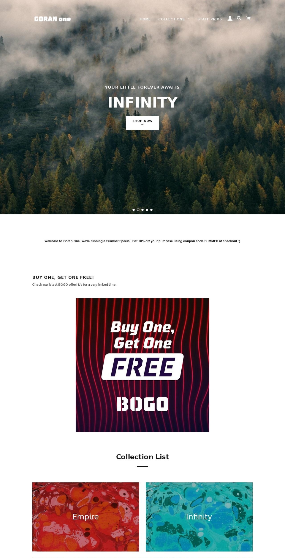 goranone.com — Shopify storefront screenshot