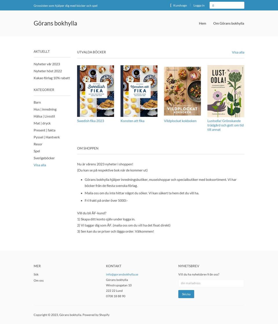 goransbokhylla.se shopify website screenshot