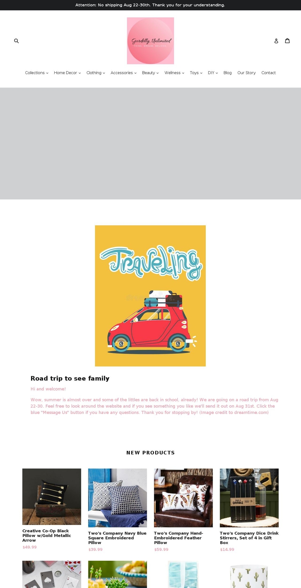 gordellyunlimited.com shopify website screenshot