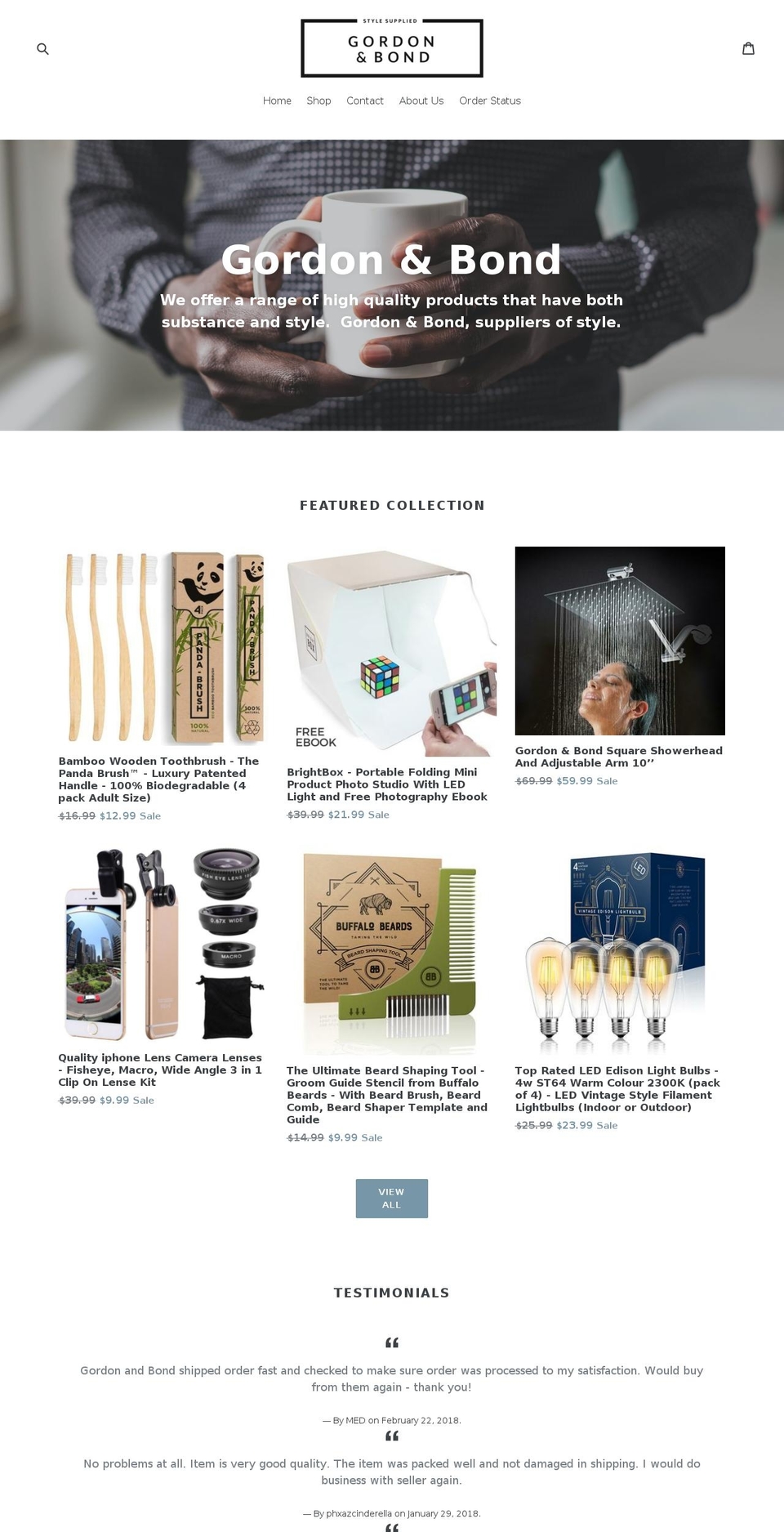 gordonandbond.com — Shopify storefront screenshot