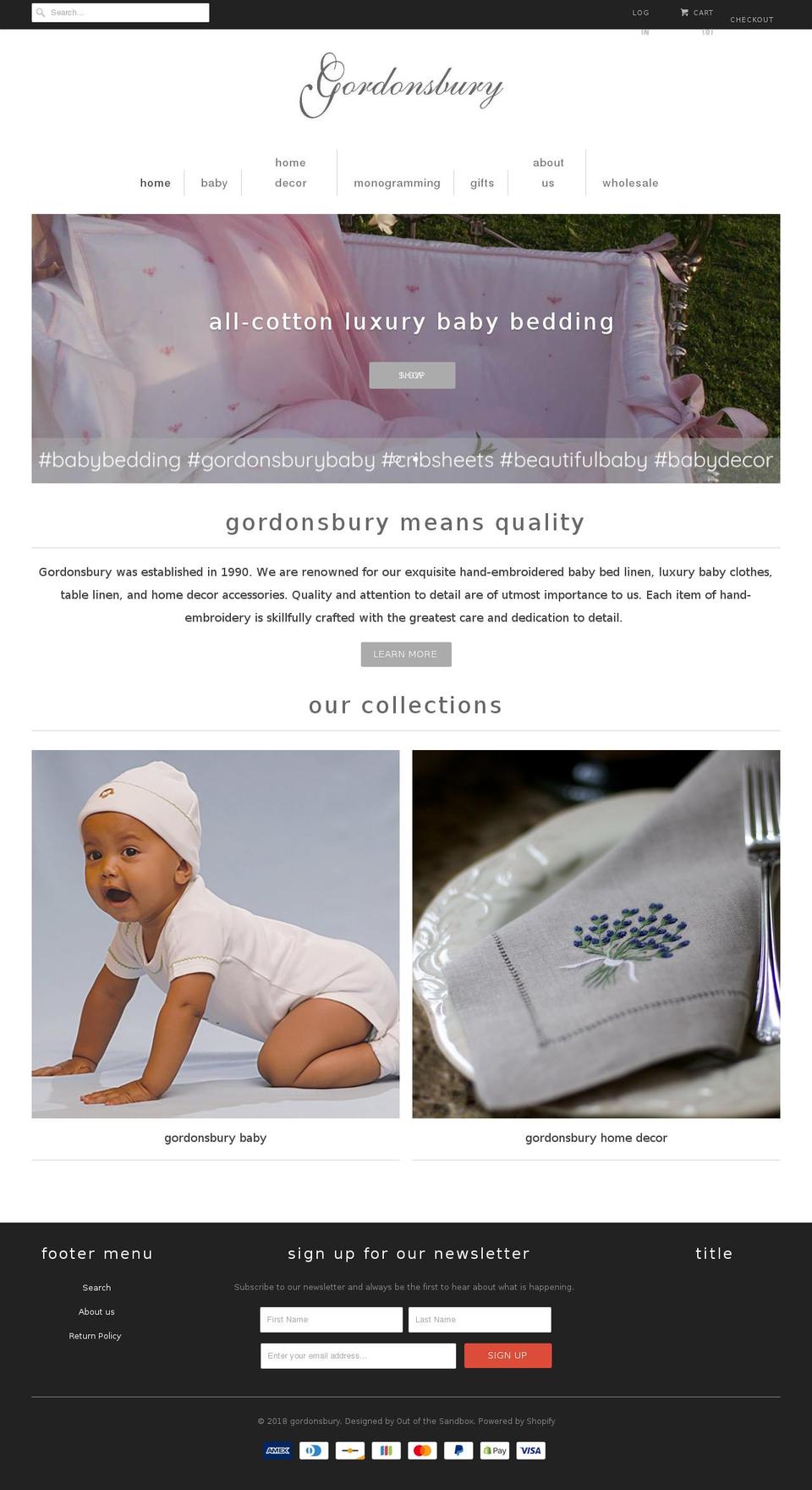 gordonsbury.com — Shopify storefront screenshot