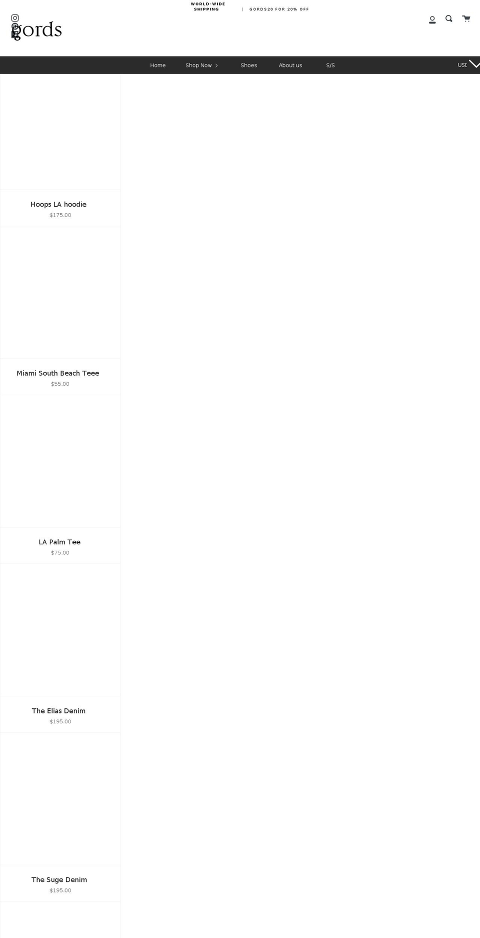 gordsla.com shopify website screenshot