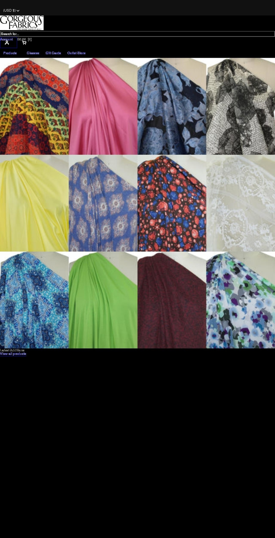 gorgeous-fabrics.com — Shopify storefront screenshot