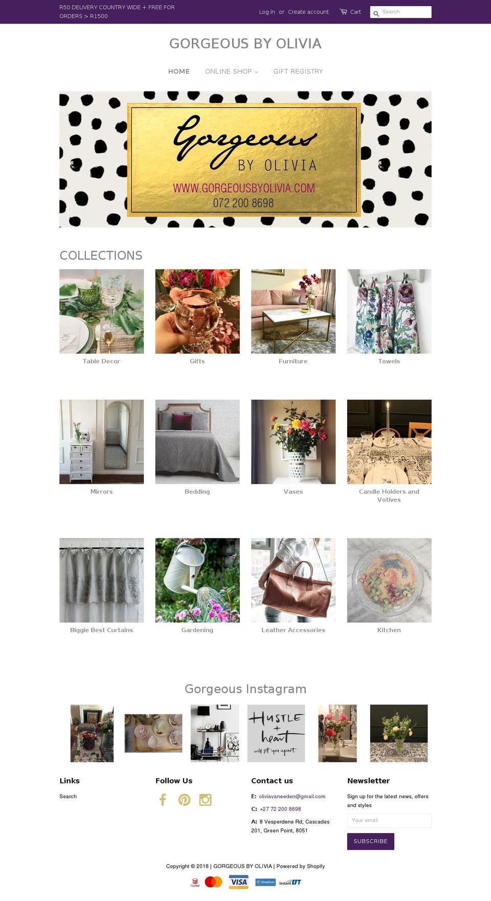 gorgeousbyolivia.com — Shopify storefront screenshot