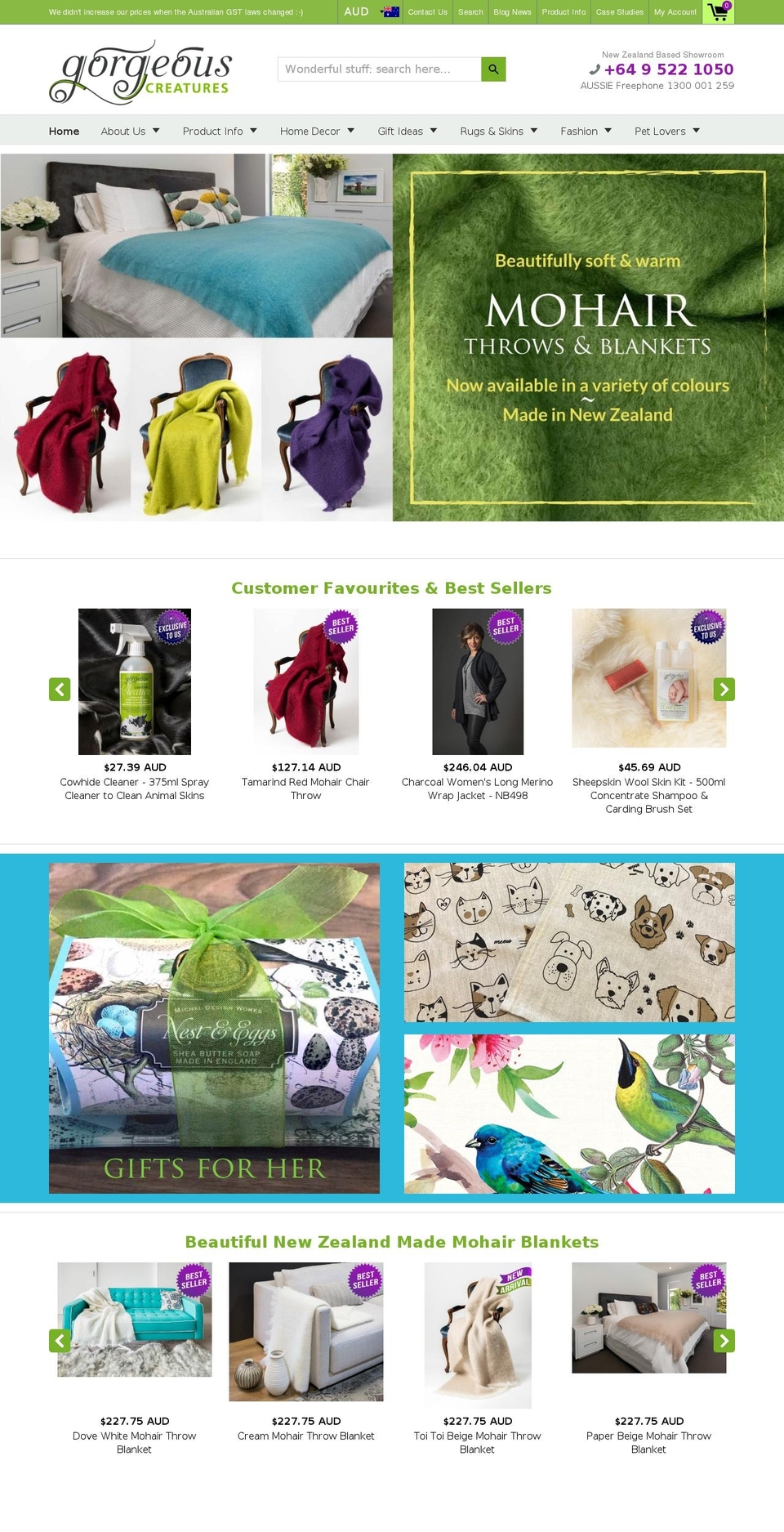 Shoptimized Shopify theme site example gorgeouscreatures.co.nz