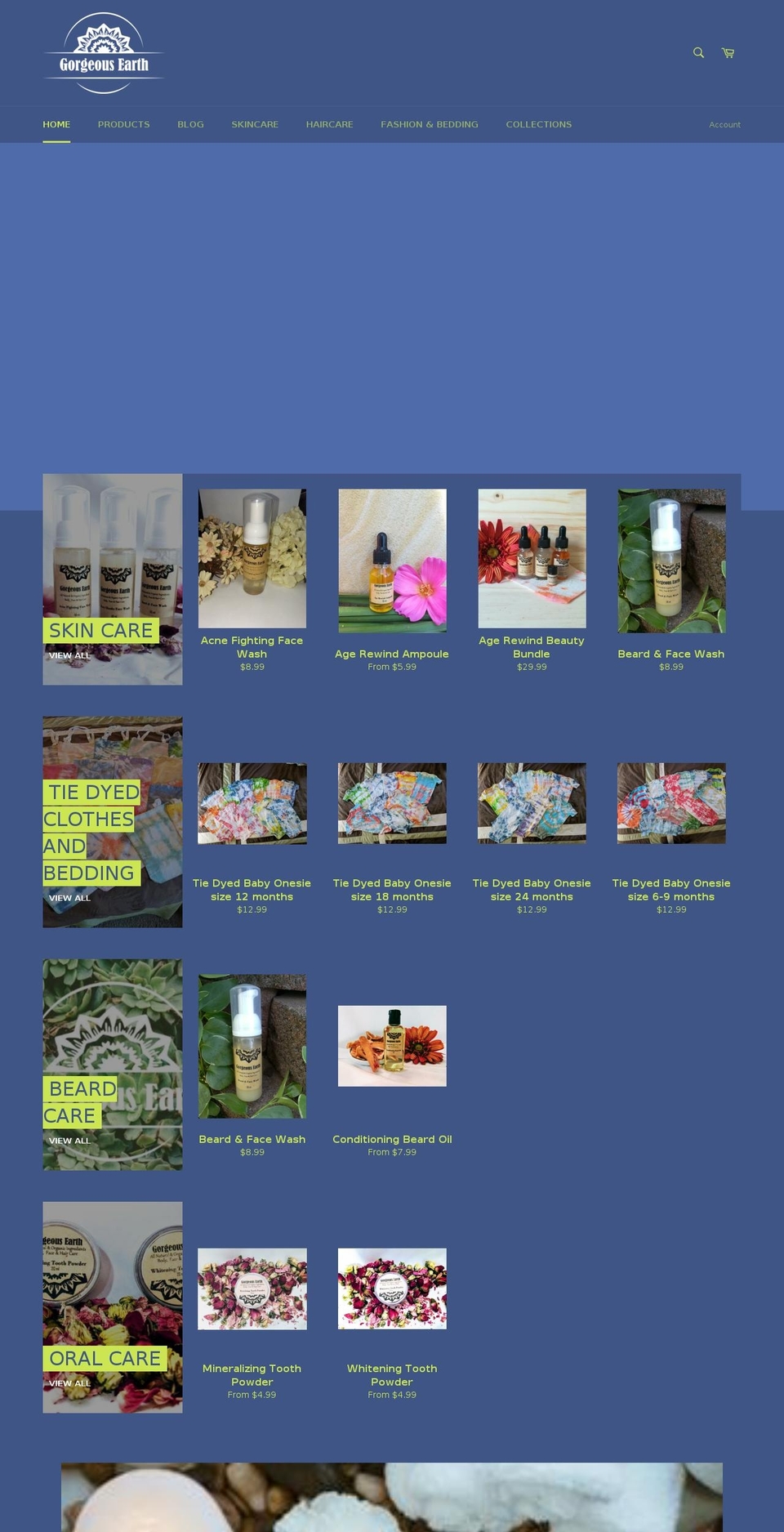 gorgeousearth.com — Shopify storefront screenshot
