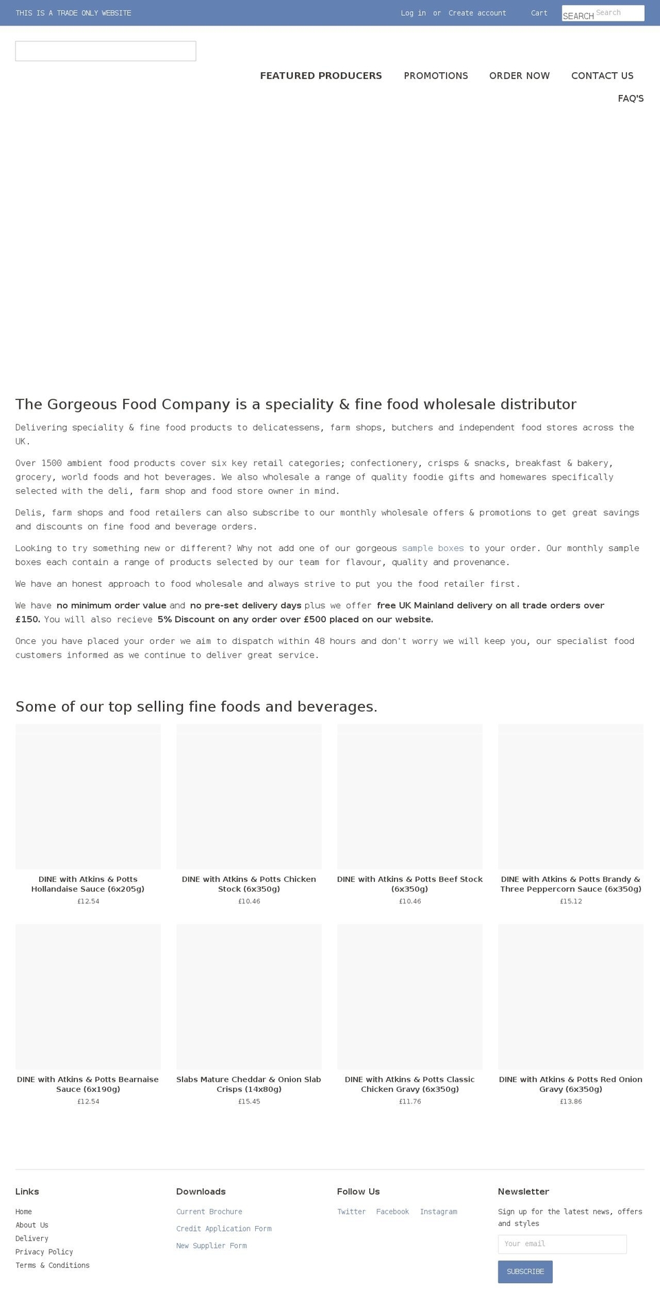 gorgeousfoodcompany.co.uk shopify website screenshot