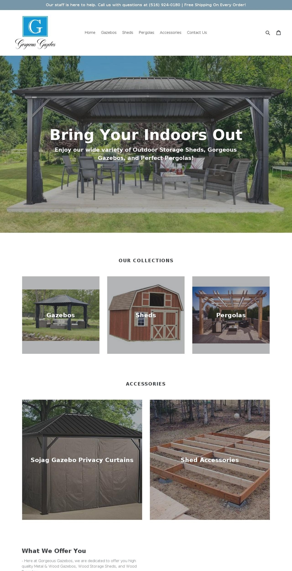 gorgeousgazebos.com shopify website screenshot