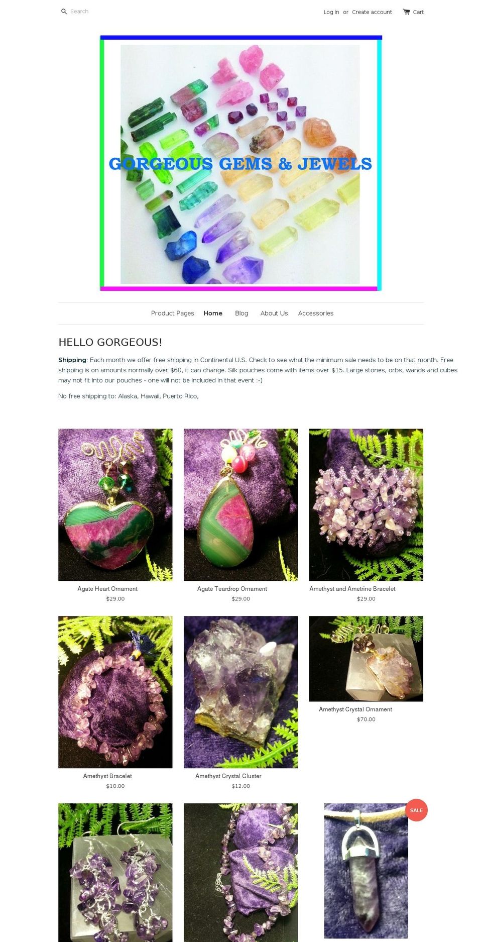 gorgeousgemsandjewels.com shopify website screenshot