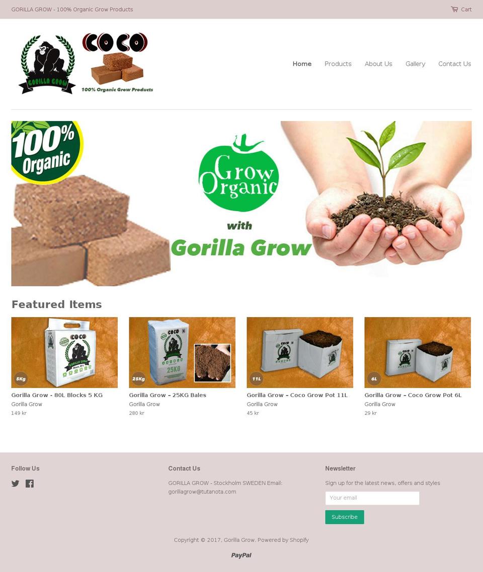 gorilla-grow.com shopify website screenshot