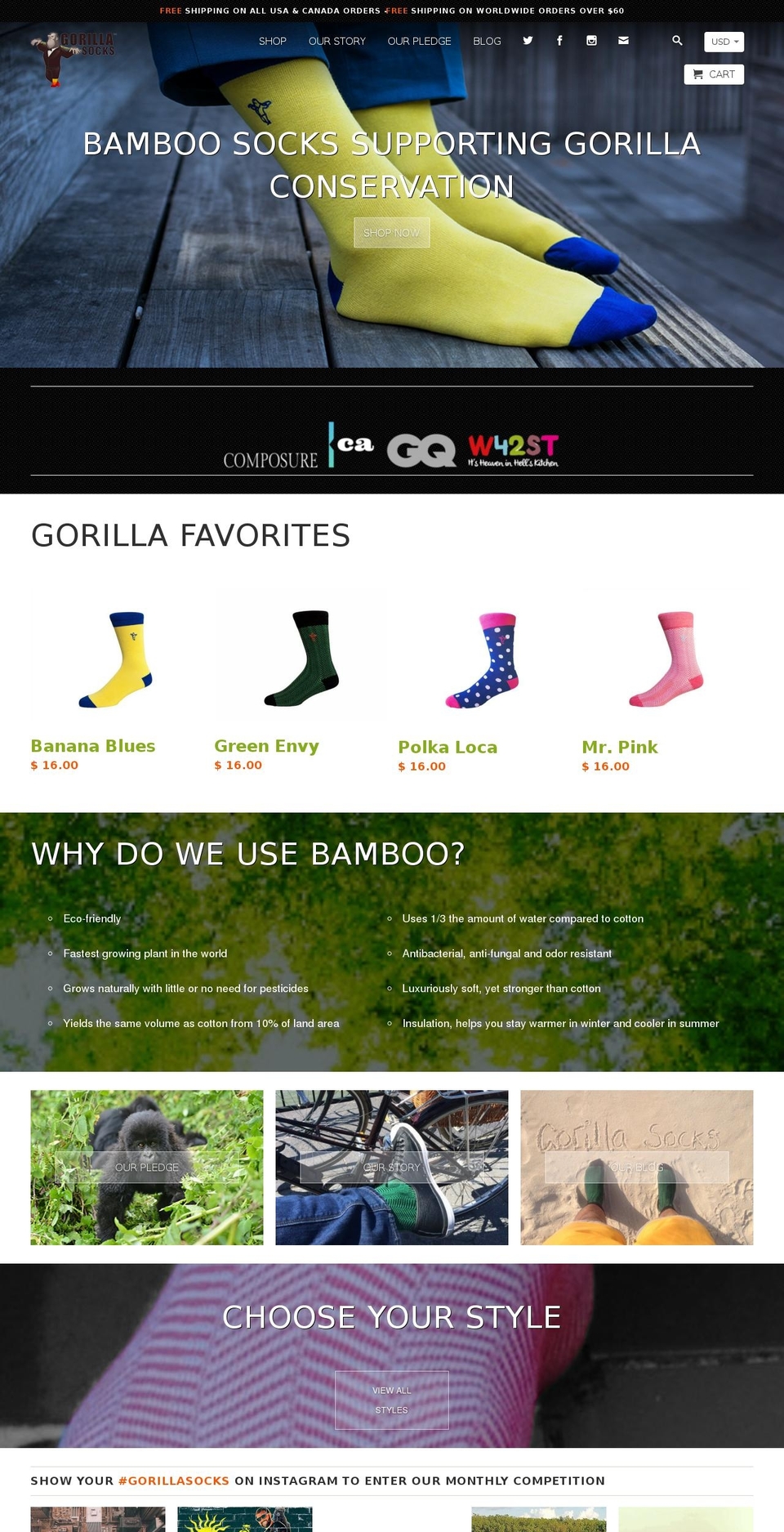 gorilla-socks.com shopify website screenshot