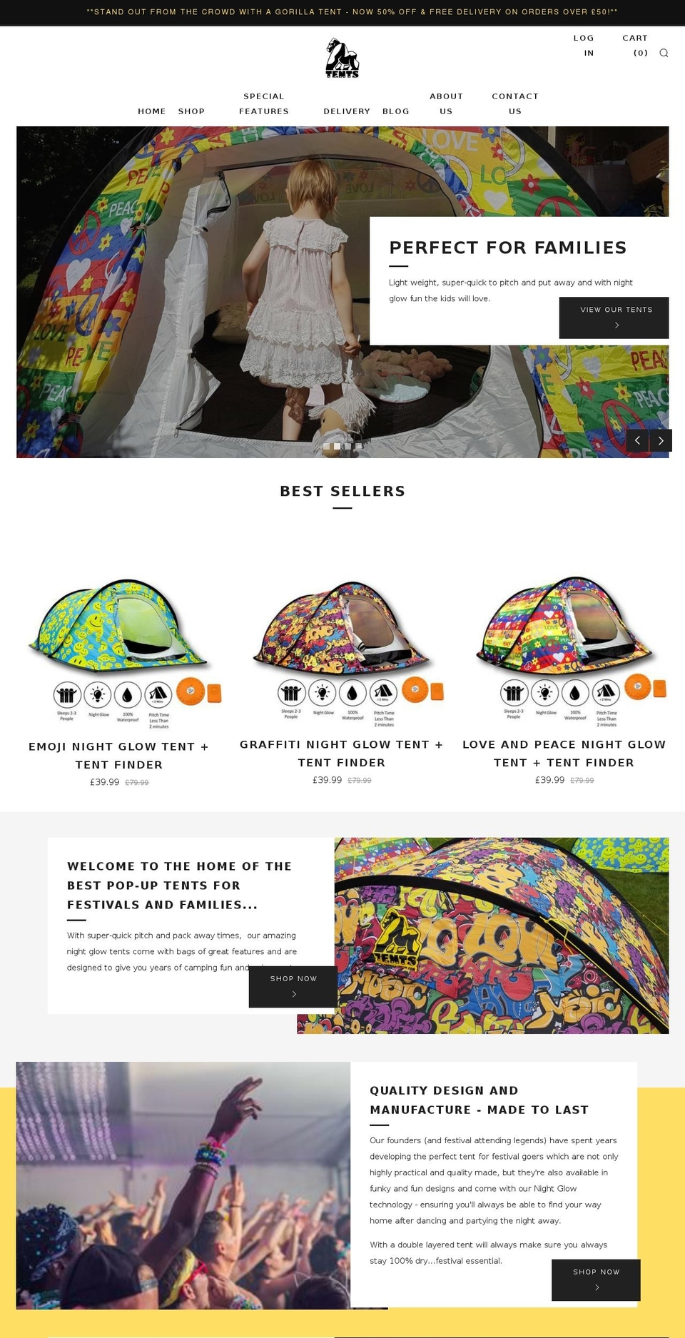 gorilla-tents.com shopify website screenshot