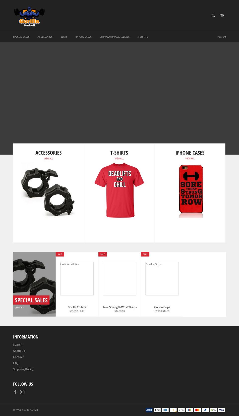 gorillabarbell.com — Shopify storefront screenshot