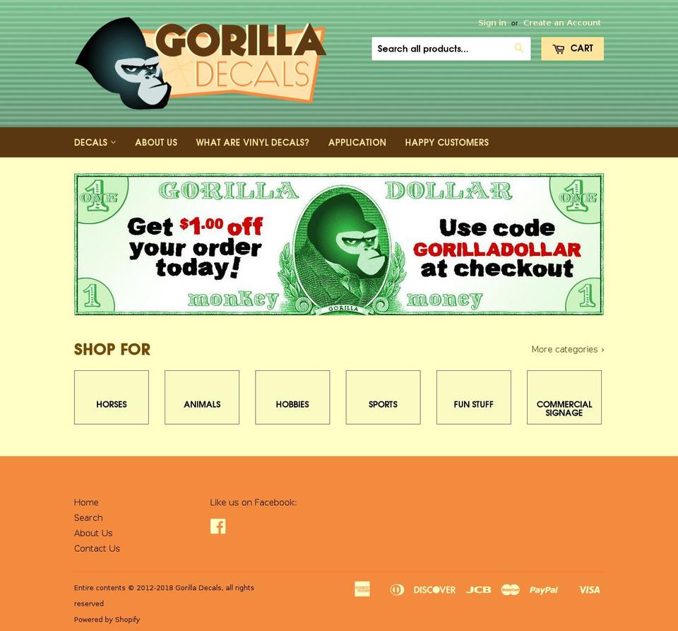 gorilladecals.com — Shopify storefront screenshot