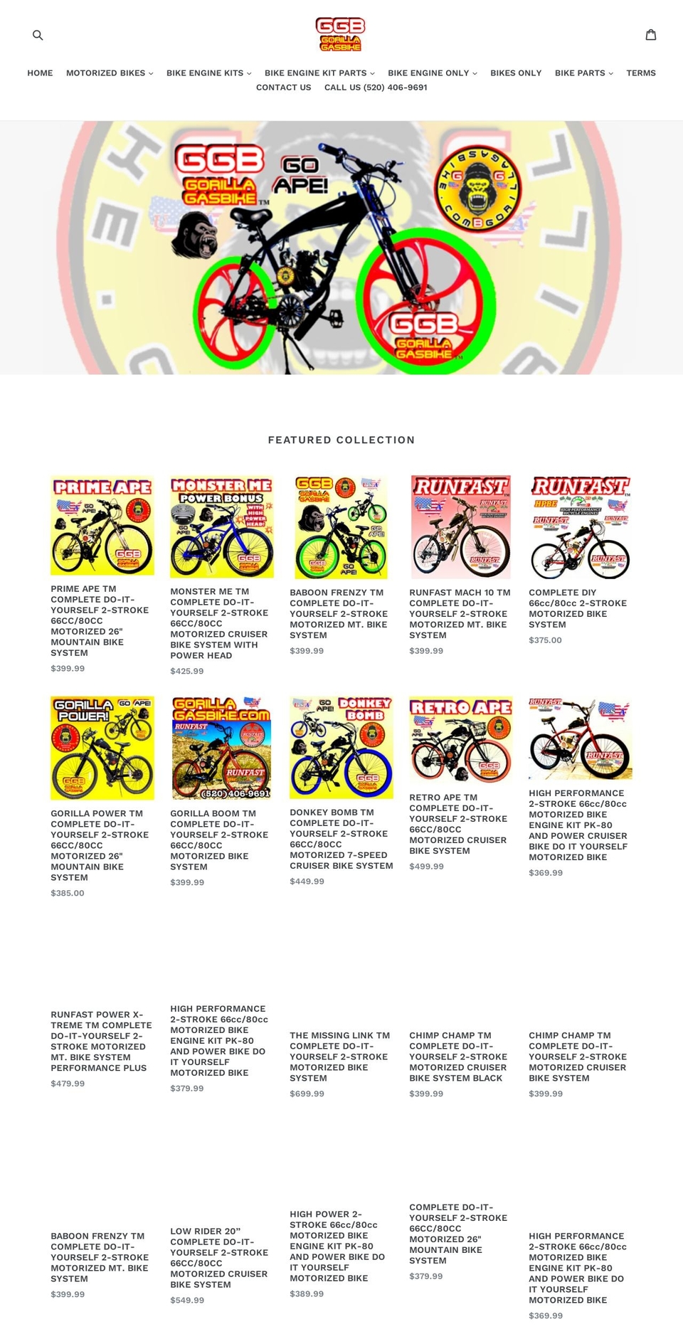 gorillagasbike.com — Shopify storefront screenshot