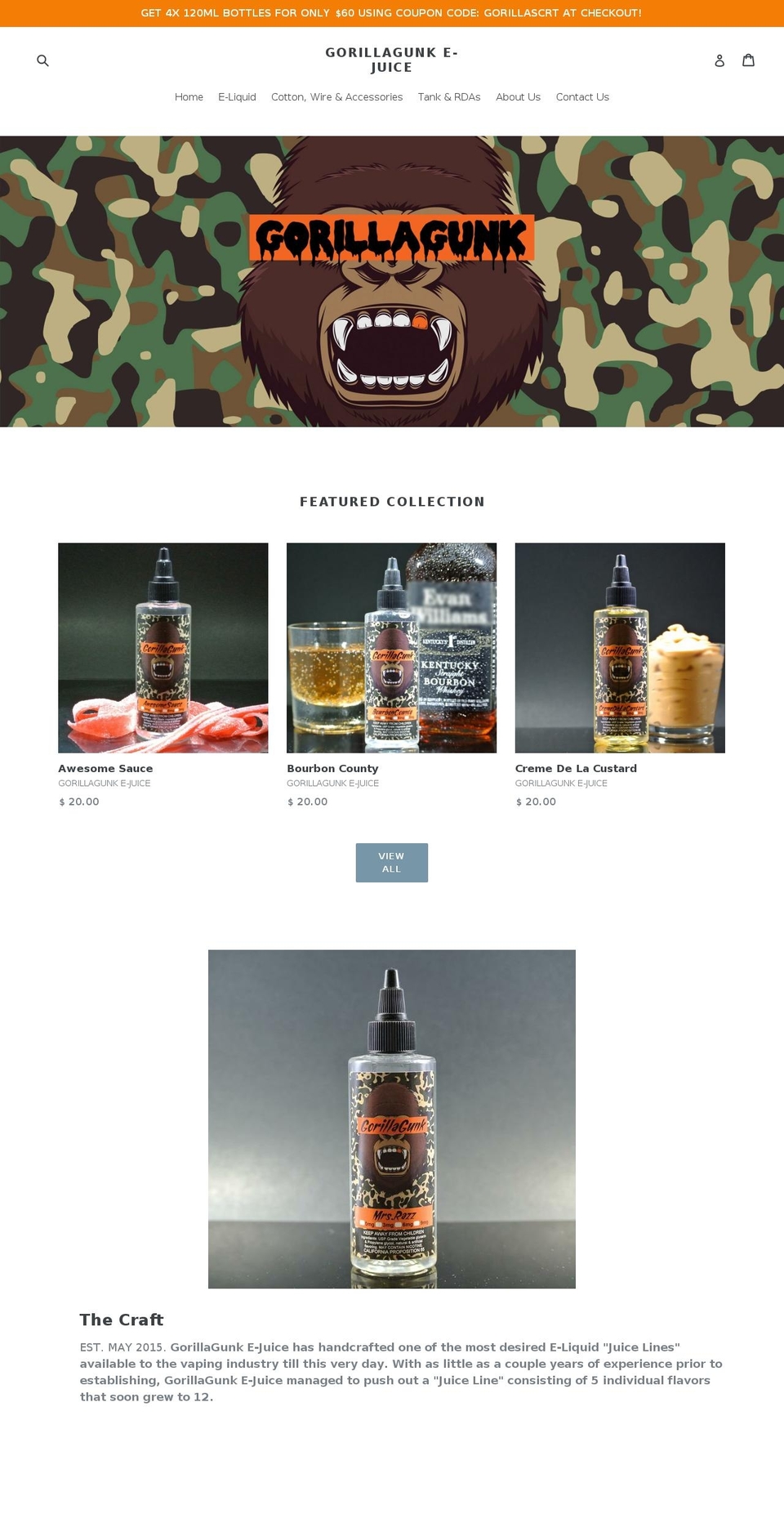 gorillagunkejuice.com shopify website screenshot
